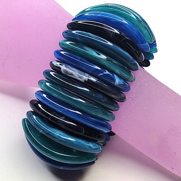 Aqua Blue Stretch Bracelet - Picture 3 of 11